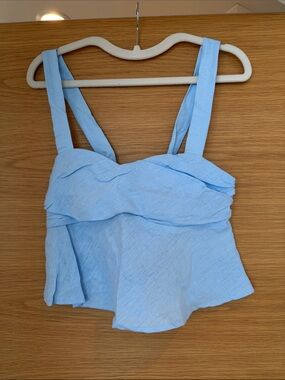 Vrg Grl - Light Blue Peplum Camisole with Wide Straps